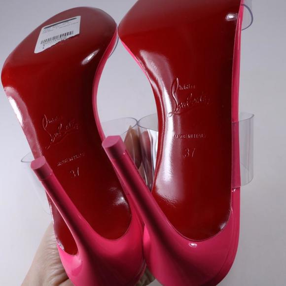 Just Nothing Pink Magnifique PVC Clear 85mm Patent Clear Mules d286 - Picture 9 of 11